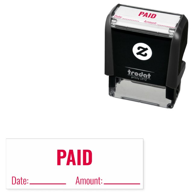 PAID Date Amount Business Text Template Self-inking Stamp (In Situ)