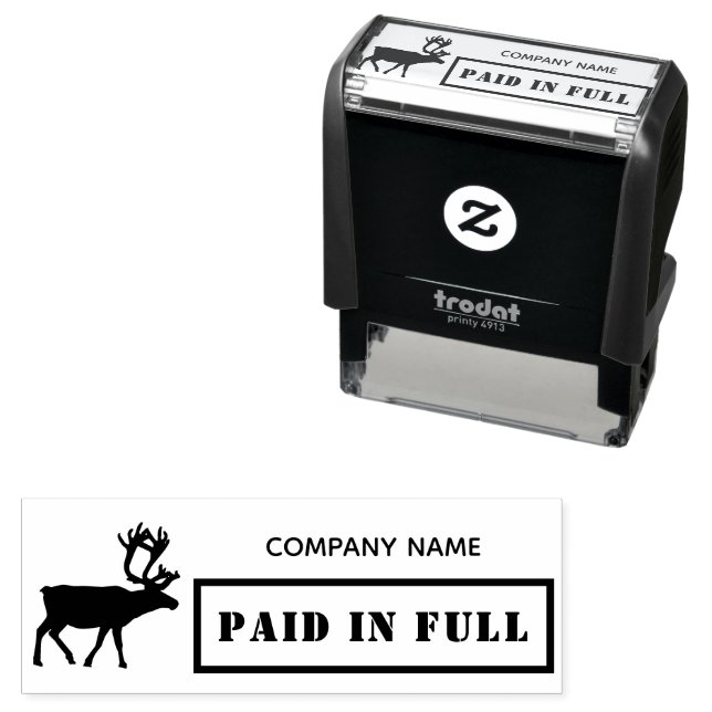 Paid in Full Business Deer Modern Hunter Self-inking Stamp (In Situ)