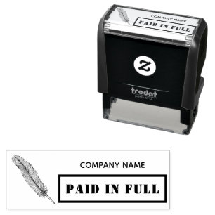 Paid in Full Business Notary Feather Quill Self-inking Stamp