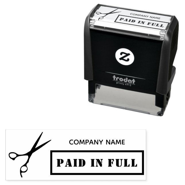 Paid in Full Business Scissors Modern Hair Salon Self-inking Stamp (In Situ)