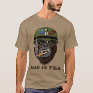 Paid in Full. Funny gorilla with cigar and helmet. T-Shirt