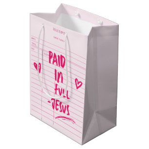 'Paid In Full - Jesus' Pink Receipt Christian Gift Medium Gift Bag