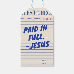 'Paid In Full. - Jesus' Restaurant Receipt Beige Gift Tags
