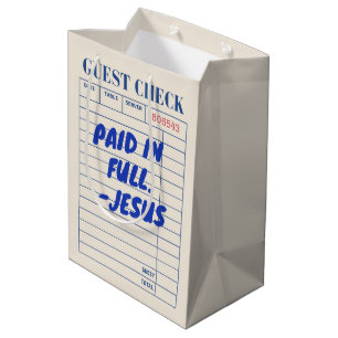 'Paid In Full. - Jesus' Restaurant Receipt Beige Medium Gift Bag