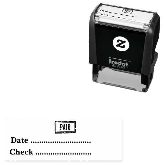 PAID Tall Date Check Number General Business Self-inking Stamp (In Situ)