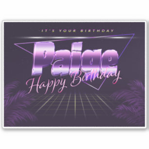 Paige Name First name lila retro Sticker Birthday