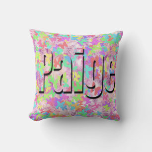 "Paige" Name Made With Colourful Butterflies, Cushion