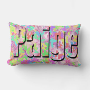 "Paige" Name Made With Colourful Butterflies, Lumbar Cushion