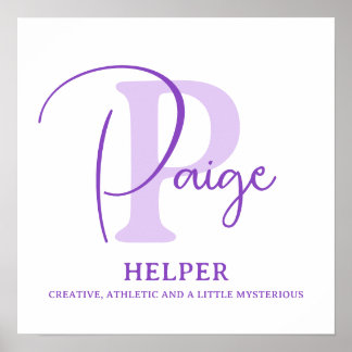 Paige name meaning purple text personalised poster