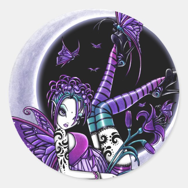 "Paige" Rainbow Butterfly Moon Fairy Sticker (Front)