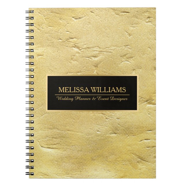 Pail Gold Texture Print Black Accent Notebook (Front)