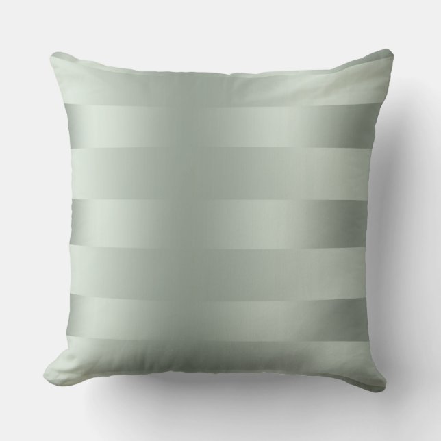 Pail Mint-Green Stripes Pattern Satin Look Cushion (Front)