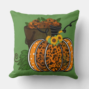 Pail of Apples Orange Pumpkin Cushion
