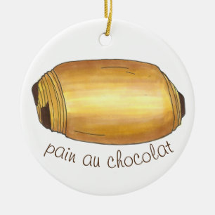 Pain Au Chocolat Croissant Pastry Chef Bakery Ceramic Ornament