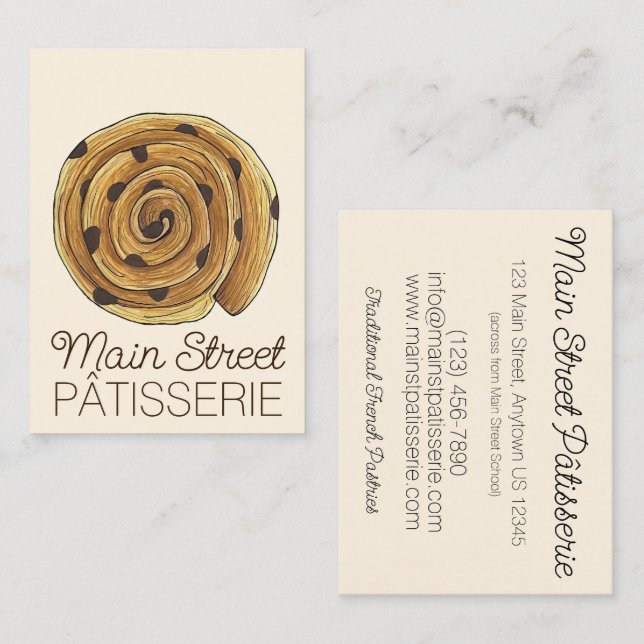 Pain Aux Raisins French Patisserie Bakery Chef Business Card (Front/Back)