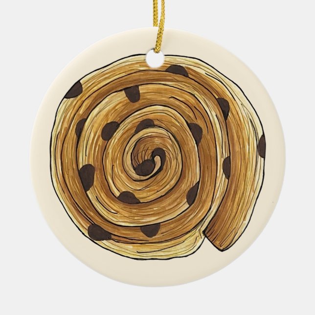 Pain Aux Raisins French Patisserie Bakery Food Ceramic Ornament (Front)