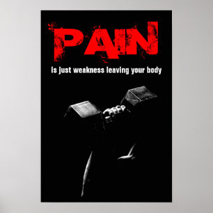 Pain Bodybuilding Fitness Inspirational Dumbell Poster