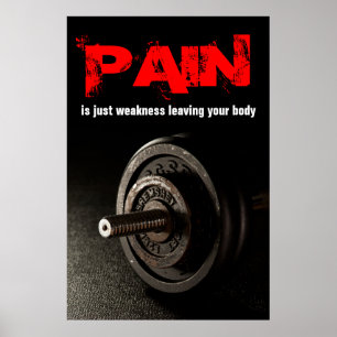 Pain Bodybuilding Fitness Inspirational Dumbell Poster
