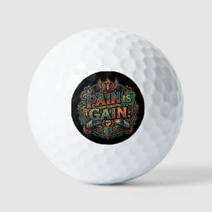 Pain is Gain – Fitness Motivation T-Shirt Golf Balls