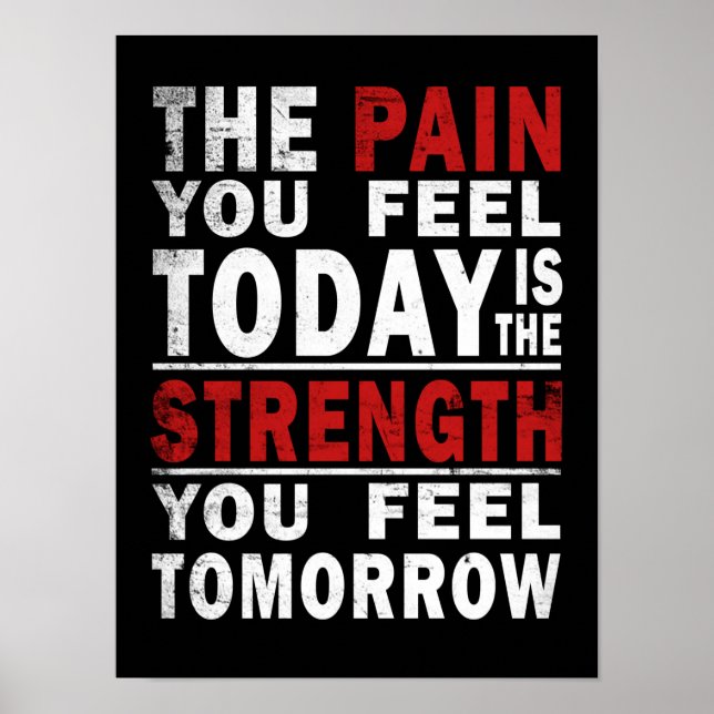 Pain is strength Gym Fitness Motivational Poster (Front)