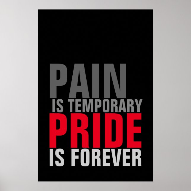 Pain is Temporary Pride is Forever Motivational Poster (Front)