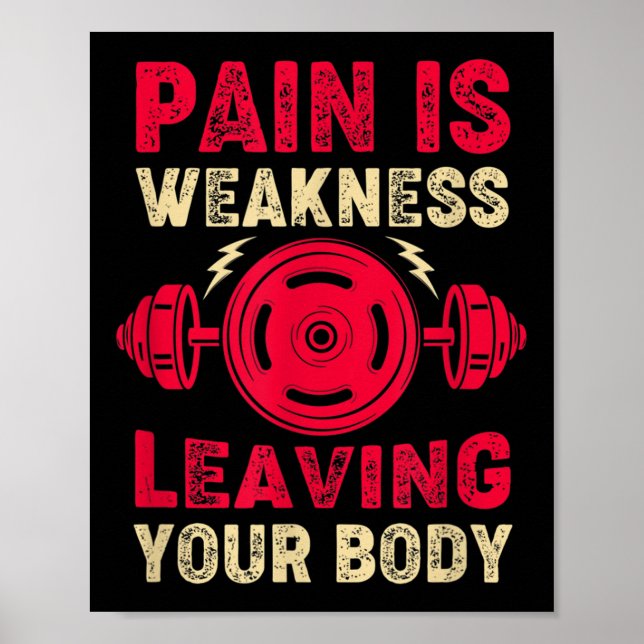 Pain Is Weakness Leaving Your Body &amp; Motivatio Poster (Front)