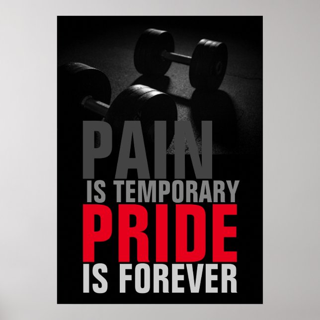 Pain Pride Motivational Bodybuilding Fitness Poster (Front)