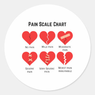 Pain Scale Chart Design For Funny Valentine's Day Classic Round Sticker