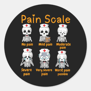 Pain Scale Cute Nurse Skeleton Halloween Trauma Classic Round Sticker