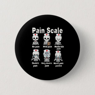 Pain Scale Cute Nurse Skeleton Halloween Trauma Fu 6 Cm Round Badge