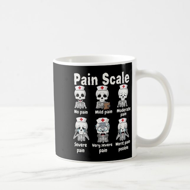 Pain Scale Cute Nurse Skeleton Halloween Trauma Fu Coffee Mug (Right)