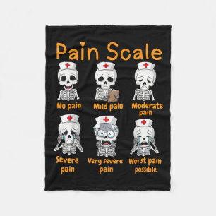 Pain Scale Cute Nurse Skeleton Halloween Trauma Fu Fleece Blanket