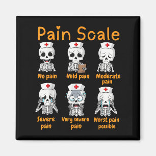 Pain Scale Cute Nurse Skeleton Halloween Trauma Fu Magnet