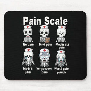 Pain Scale Cute Nurse Skeleton Halloween Trauma Fu Mouse Pad