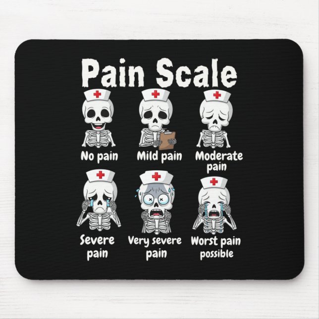 Pain Scale Cute Nurse Skeleton Halloween Trauma Fu Mouse Pad (Front)