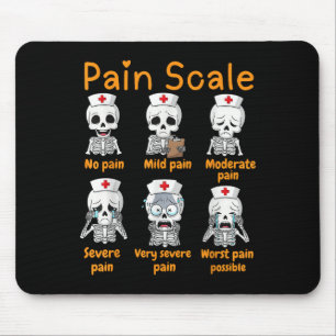 Pain Scale Cute Nurse Skeleton Halloween Trauma Fu Mouse Pad