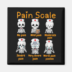 Pain Scale Cute Nurse Skeleton Halloween Trauma Magnet