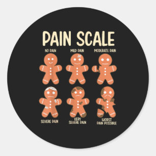 Pain Scale Funny Gingerbread Man Christmas Nurse H Classic Round Sticker
