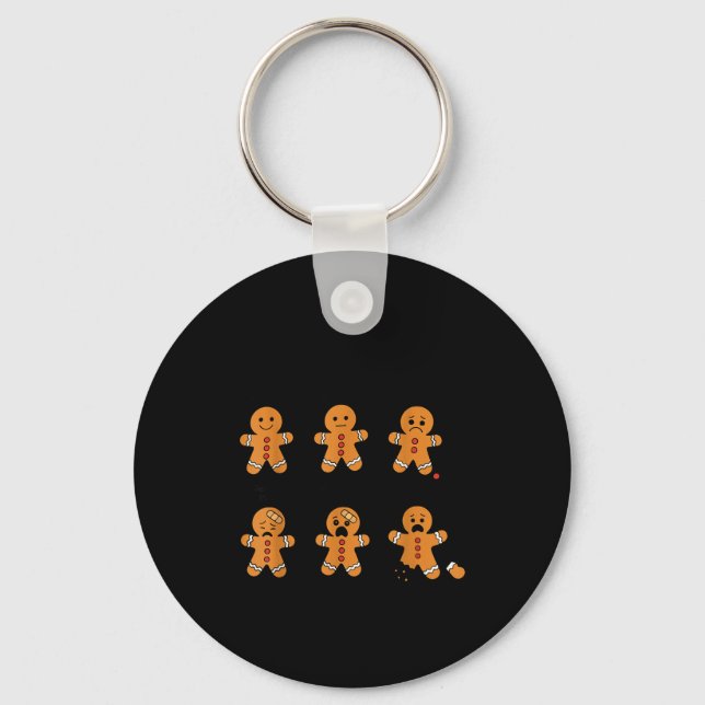 Pain Scale Funny Gingerbread Man Christmas Nurse H Key Ring (Front)