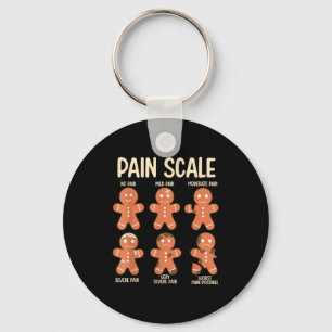 Pain Scale Funny Gingerbread Man Christmas Nurse H Key Ring