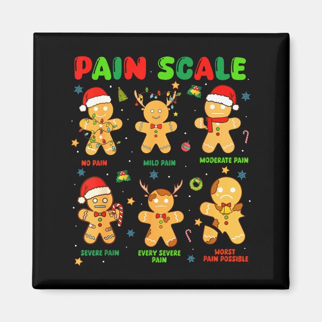 Pain Scale Funny Gingerbread Man Christmas Nurse H Magnet (Front)