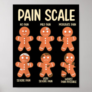 Pain Scale Funny Gingerbread Man Christmas Nurse H Poster