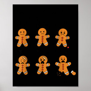 Pain Scale Funny Gingerbread Man Christmas Nurse H Poster