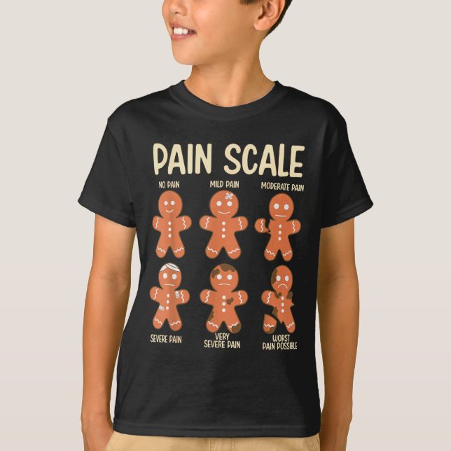 Pain Scale Funny Gingerbread Man Christmas Nurse H T-Shirt (Front)