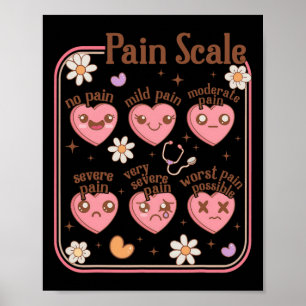 Pain Scale Heart Box Funny Nurse Valentine Poster