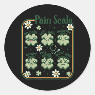 Pain Scale Kawai Shamrock Funny ICU Nurse St Classic Round Sticker