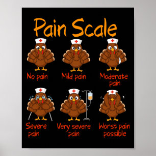 Pain Scale Nurse Turkey Thanksgiving Trauma Funny Poster
