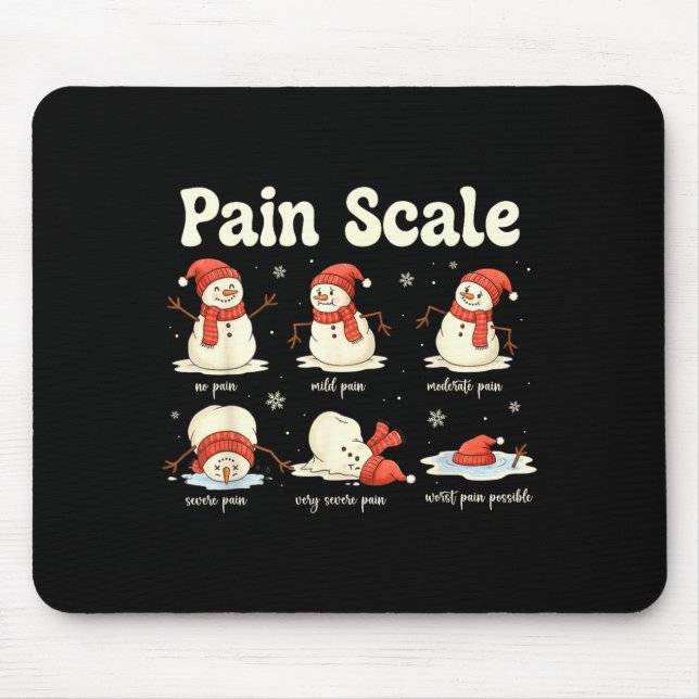 Pain Scale Snowman Funny Nurse Christmas Icu Nurse Mouse Pad (Front)