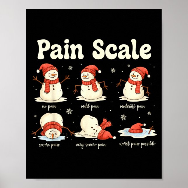 Pain Scale Snowman Funny Nurse Christmas Icu Nurse Poster (Front)