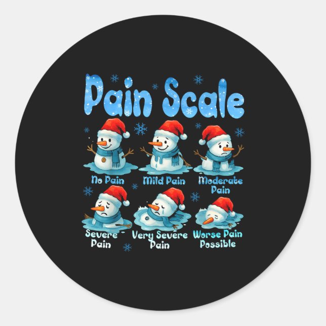 Pain Scale Snowman Healthcare Worker Pain Essment  Classic Round Sticker (Front)